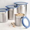 image:imageTramontina 4Piece Food Storage Containers with Silicone Lids Stainless Steel Reusable Canister Set Kitchen Pantry Organizer for Oats Flour Cereal Sugar Snacks BlueBlue