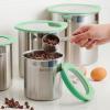 image:imageTramontina 4Piece Food Storage Containers with Silicone Lids Stainless Steel Reusable Canister Set Kitchen Pantry Organizer for Oats Flour Cereal Sugar Snacks BlueMint Green