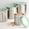 image:imageTramontina 4Piece Food Storage Containers with Silicone Lids Stainless Steel Reusable Canister Set Kitchen Pantry Organizer for Oats Flour Cereal Sugar Snacks BlueMint Green