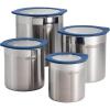 image:imageTramontina 4Piece Food Storage Containers with Silicone Lids Stainless Steel Reusable Canister Set Kitchen Pantry Organizer for Oats Flour Cereal Sugar Snacks BlueBlue