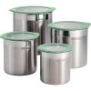 image:imageTramontina 4Piece Food Storage Containers with Silicone Lids Stainless Steel Reusable Canister Set Kitchen Pantry Organizer for Oats Flour Cereal Sugar Snacks BlueMint Green
