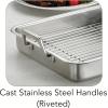 image:imageTramontina 135Inch Stainless Steel Roasting Pan with Rack Turkey Roaster for Oven Dishwasher Safe Made in Brazil135Inch