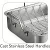 image:imageTramontina 135Inch Stainless Steel Roasting Pan with Rack Turkey Roaster for Oven Dishwasher Safe Made in Brazil165inch
