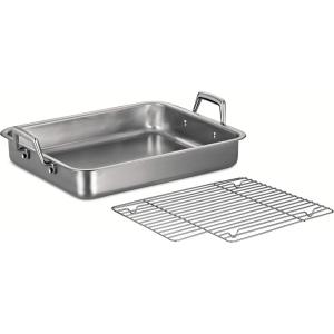 image:imageTramontina 135Inch Stainless Steel Roasting Pan with Rack Turkey Roaster for Oven Dishwasher Safe Made in Brazil15Inch