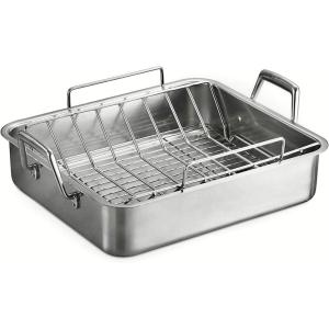 image:imageTramontina 135Inch Stainless Steel Roasting Pan with Rack Turkey Roaster for Oven Dishwasher Safe Made in Brazil165inch