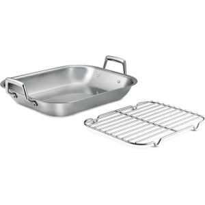 image:imageTramontina 135Inch Stainless Steel Roasting Pan with Rack Turkey Roaster for Oven Dishwasher Safe Made in Brazil1675Inch