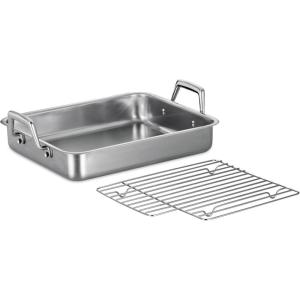 image:imageTramontina 165Inch Stainless Steel Deep Roasting Pan with Basting Grill and VRack Turkey Roaster for Oven Dishwasher Safe Made in Brazil135Inch