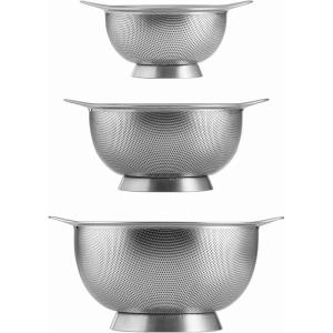 image:imageTramontina 3Pack Stainless Steel Colander Set for Kitchen 125 Qt 25 Qt amp 45 Qt Food Strainers for Salads Fruits and more3Pack