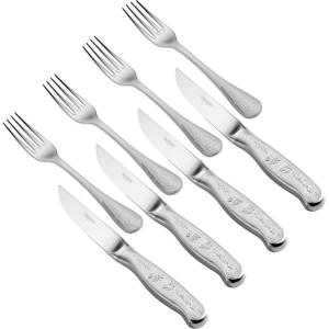 image:imageTramontina Churrasco 8Piece Silverware Set 5Inch Stainless Steel HighCarbon Blade Pointed Tip Kitchen Steak Knives and Forks DishwasherSafe8piece