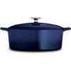 image:imageTramontina Bestow Enameled Cast Iron Dutch Oven Pot with Lid Round 55quart Smoke Gold KnobBlue