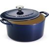 image:imageTramontina Bestow Enameled Cast Iron Dutch Oven Pot with Lid Round 55quart Smoke Gold KnobBlue