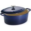 image:imageTramontina Bestow Enameled Cast Iron Dutch Oven Pot with Lid Round 55quart Smoke Gold KnobBlue