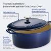 image:imageTramontina Bestow Enameled Cast Iron Dutch Oven Pot with Lid Round 55quart Smoke Gold KnobBlue