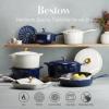 image:imageTramontina Bestow Enameled Cast Iron Dutch Oven Pot with Lid Round 55quart Smoke Gold KnobBlue