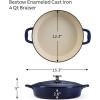 image:imageTramontina Bestow Enameled Cast Iron Dutch Oven Pot with Lid Round 55quart Smoke Gold KnobBlue