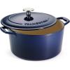image:imageTramontina Bestow Enameled Cast Iron Dutch Oven Pot with Lid Round 55quart Smoke Gold KnobBlue