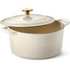 image:imageTramontina Bestow Enameled Cast Iron Dutch Oven Pot with Lid Round 55quart Smoke Gold KnobLatte
