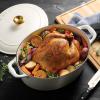 image:imageTramontina Bestow Enameled Cast Iron Dutch Oven Pot with Lid Round 55quart Smoke Gold KnobLatte