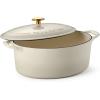 image:imageTramontina Bestow Enameled Cast Iron Dutch Oven Pot with Lid Round 55quart Smoke Gold KnobLatte