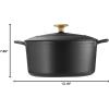image:imageTramontina Bestow Enameled Cast Iron Dutch Oven Pot with Lid Round 55quart Smoke Gold KnobMatte Black