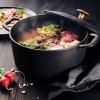 image:imageTramontina Bestow Enameled Cast Iron Dutch Oven Pot with Lid Round 55quart Smoke Gold KnobMatte Black