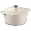 image:imageTramontina Bestow Enameled Cast Iron Dutch Oven Pot with Lid Round 55quart Smoke Gold KnobMatte White