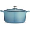 image:imageTramontina Bestow Enameled Cast Iron Dutch Oven Pot with Lid Round 55quart Smoke Gold KnobMedium Blue