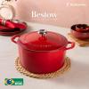 image:imageTramontina Bestow Enameled Cast Iron Dutch Oven Pot with Lid Round 55quart Smoke Gold KnobRed
