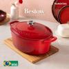 image:imageTramontina Bestow Enameled Cast Iron Dutch Oven Pot with Lid Round 55quart Smoke Gold KnobRed