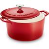 image:imageTramontina Bestow Enameled Cast Iron Dutch Oven Pot with Lid Round 55quart Smoke Gold KnobRed