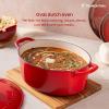 image:imageTramontina Bestow Enameled Cast Iron Dutch Oven Pot with Lid Round 55quart Smoke Gold KnobRed