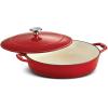 image:imageTramontina Bestow Enameled Cast Iron Dutch Oven Pot with Lid Round 55quart Smoke Gold KnobRed