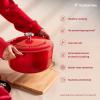 image:imageTramontina Bestow Enameled Cast Iron Dutch Oven Pot with Lid Round 55quart Smoke Gold KnobRed