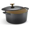 image:imageTramontina Bestow Enameled Cast Iron Dutch Oven Pot with Lid Round 55quart Smoke Gold KnobSmoke