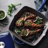 image:imageTramontina Bestow Enameled Cast Iron Grill Pan with Press 11inch Latte with Gold KnobBlue