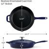 image:imageTramontina Bestow Enameled Cast Iron Grill Pan with Press 11inch Latte with Gold KnobBlue