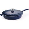 image:imageTramontina Bestow Enameled Cast Iron Grill Pan with Press 11inch Latte with Gold KnobBlue