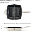 image:imageTramontina Bestow Enameled Cast Iron Grill Pan with Press 11inch Latte with Gold KnobLatte
