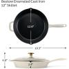 image:imageTramontina Bestow Enameled Cast Iron Grill Pan with Press 11inch Latte with Gold KnobLatte