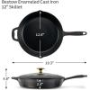image:imageTramontina Bestow Enameled Cast Iron Grill Pan with Press 11inch Latte with Gold KnobSmoke