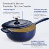 image:imageTramontina Bestow Enameled Cast Iron Saucier Pan with Lid 3quart Latte with Gold KnobBlue