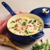 image:imageTramontina Bestow Enameled Cast Iron Saucier Pan with Lid 3quart Latte with Gold KnobBlue