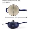 image:imageTramontina Bestow Enameled Cast Iron Saucier Pan with Lid 3quart Latte with Gold KnobBlue