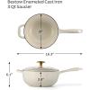 image:imageTramontina Bestow Enameled Cast Iron Saucier Pan with Lid 3quart Latte with Gold KnobLatte