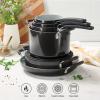 image:imageTramontina Ceramic Non Stick 6Piece Nesting Sauce Pan Set with Lids  Stackable Nonstick Cookware Set Dishwasher and Oven Safe WhiteDark Gray Ceramic