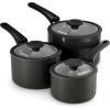 image:imageTramontina Ceramic Non Stick 6Piece Nesting Sauce Pan Set with Lids  Stackable Nonstick Cookware Set Dishwasher and Oven Safe WhiteDark Gray Ceramic