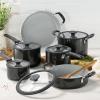 image:imageTramontina Ceramic Non Stick 6Piece Nesting Sauce Pan Set with Lids  Stackable Nonstick Cookware Set Dishwasher and Oven Safe WhiteDark Gray Ceramic