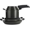 image:imageTramontina Ceramic Non Stick 6Piece Nesting Sauce Pan Set with Lids  Stackable Nonstick Cookware Set Dishwasher and Oven Safe WhiteDark Gray Ceramic