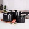 image:imageTramontina Ceramic Non Stick 6Piece Nesting Sauce Pan Set with Lids  Stackable Nonstick Cookware Set Dishwasher and Oven Safe WhiteGray