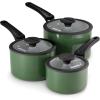 image:imageTramontina Ceramic Non Stick 6Piece Nesting Sauce Pan Set with Lids  Stackable Nonstick Cookware Set Dishwasher and Oven Safe WhiteGreen Ceramic